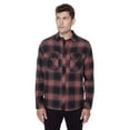 thumbnail image 1 of Dark Black Men's Long-Sleeve Plaid Button-Down Shirt with Pockets, 1 of 6