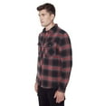 thumbnail image 4 of Dark Black Men's Long-Sleeve Plaid Button-Down Shirt with Pockets, 4 of 6