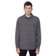 thumbnail image 1 of Dark Black Men's Long-Sleeve Button-Down Shirt with Pockets, 1 of 6