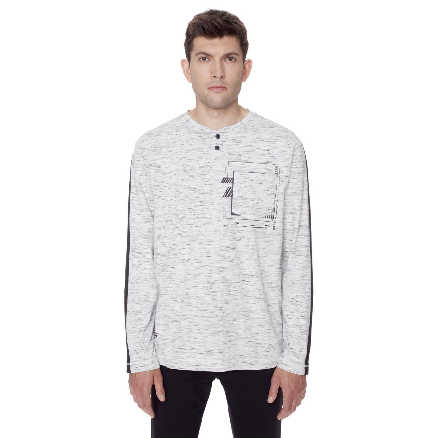 Dark Black Henley  à manches longues pour hommes