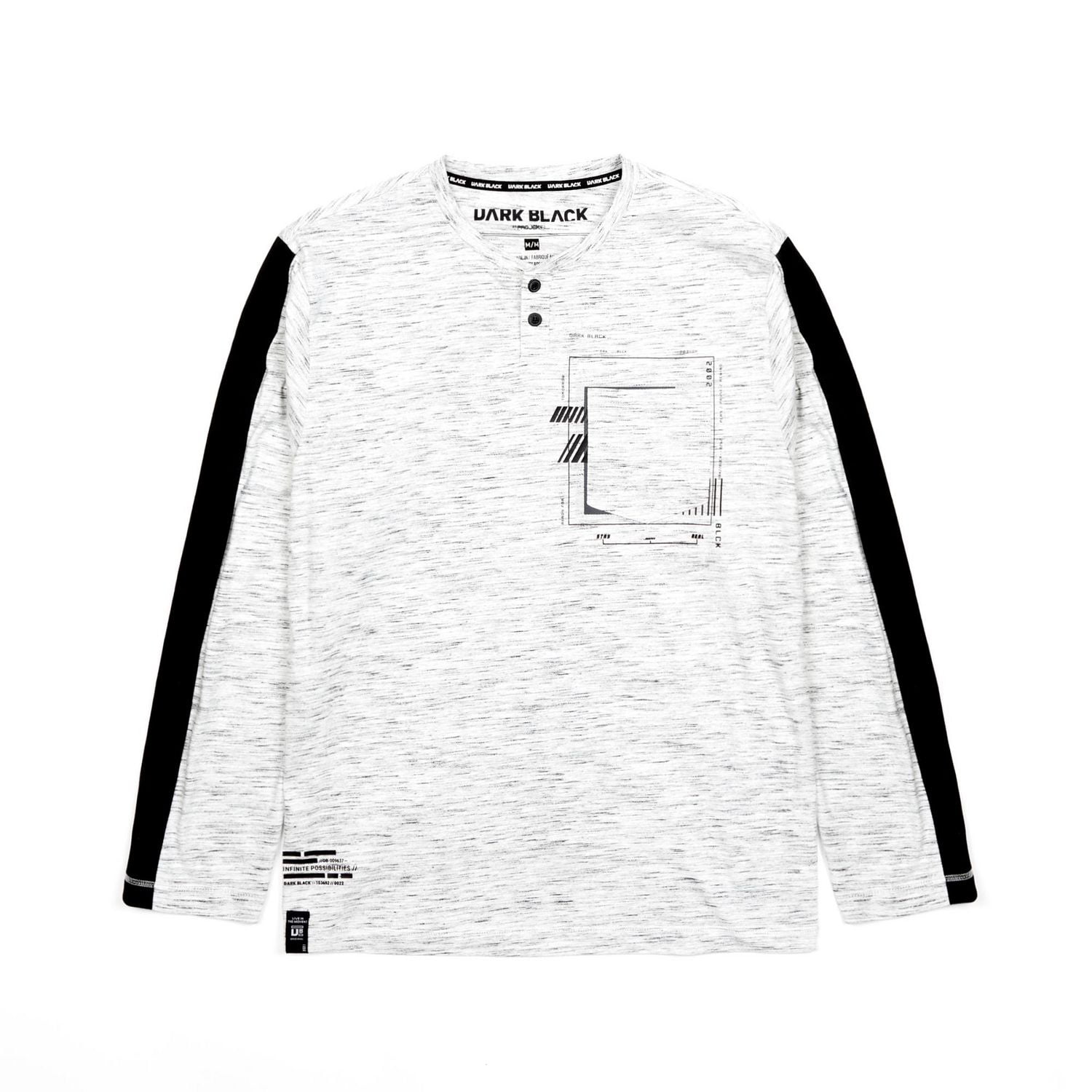 Dark Black Henley  à manches longues pour hommes