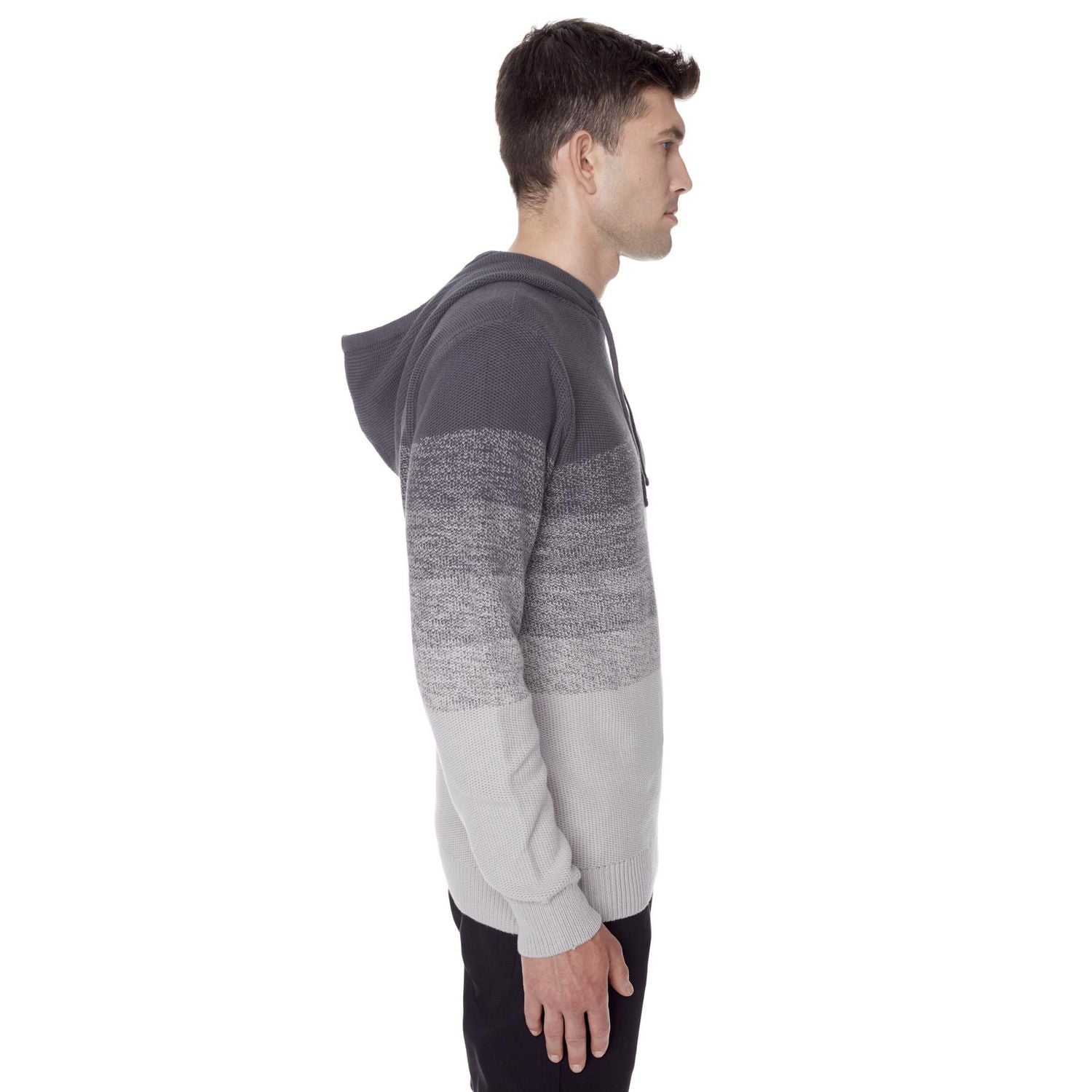 Dark Black Men's Long-Sleeve Hooded Pull-On Sweater