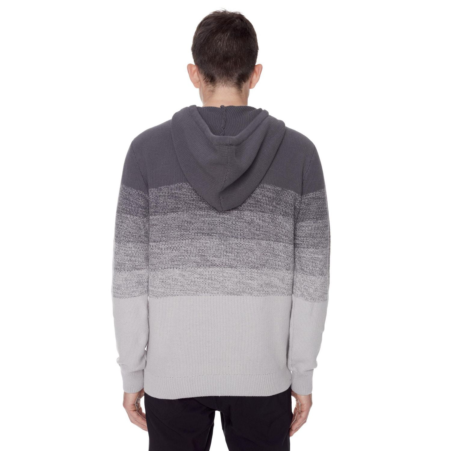 Dark Black Men's Long-Sleeve Hooded Pull-On Sweater