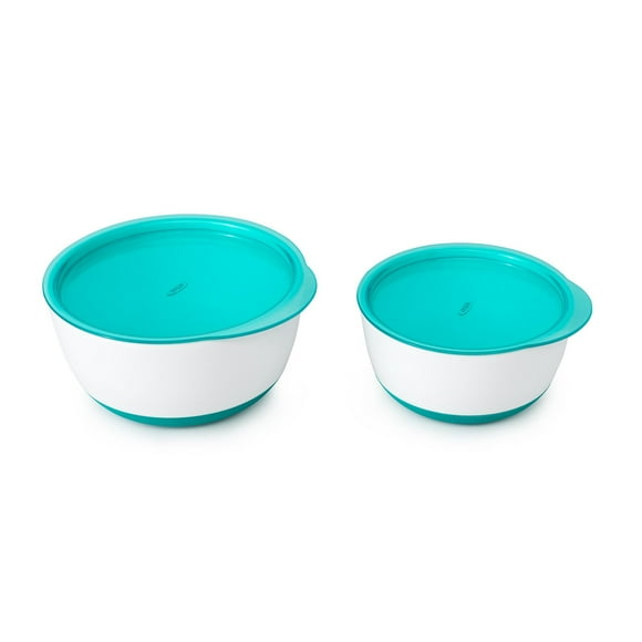 OXO Tot Ensemble de Petites/Grandes Bols avec Couvercles à Pression - Turquoise