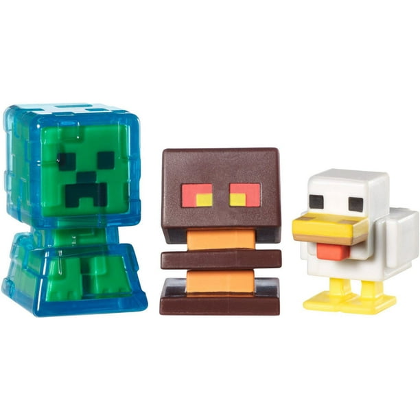 Minecraft – Coffret de 3 figurines de collection – Poulet, Creeper électrifié et Cube magmatique – Série 2