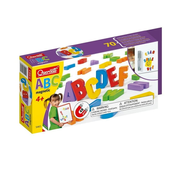 Quercetti Magnetic Uppercase Letters Set - 48-Piece Educational Toy for Kids: Colorful, Durable, and Fun!