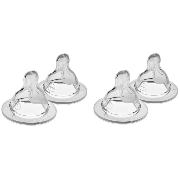 MAM Bottle Nipples Slow Flow Nipple Level 1 (Set of 4), For Newborns and Older, SkinSoft Silicone Nipples for Baby Bottles, Fits all MAM Bottles