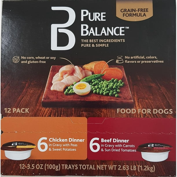 Nourriture pour chiens Pure Balance, recette de poulet + recette de boeuf