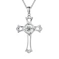 thumbnail image 2 of Quintessential Sterling Silver Dancing Stone Cross Pendant on 18" chain, 2 of 4
