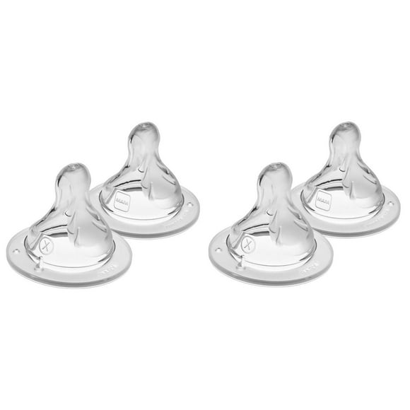 Tétines pour biberon MAM, tétine à débit Tres Vite niveau 4 (ensemble de quatre), pour bébés 6+ mois, tétines en silicone SkinSoft pour biberons de bébé, convient à tous les biberons MAM