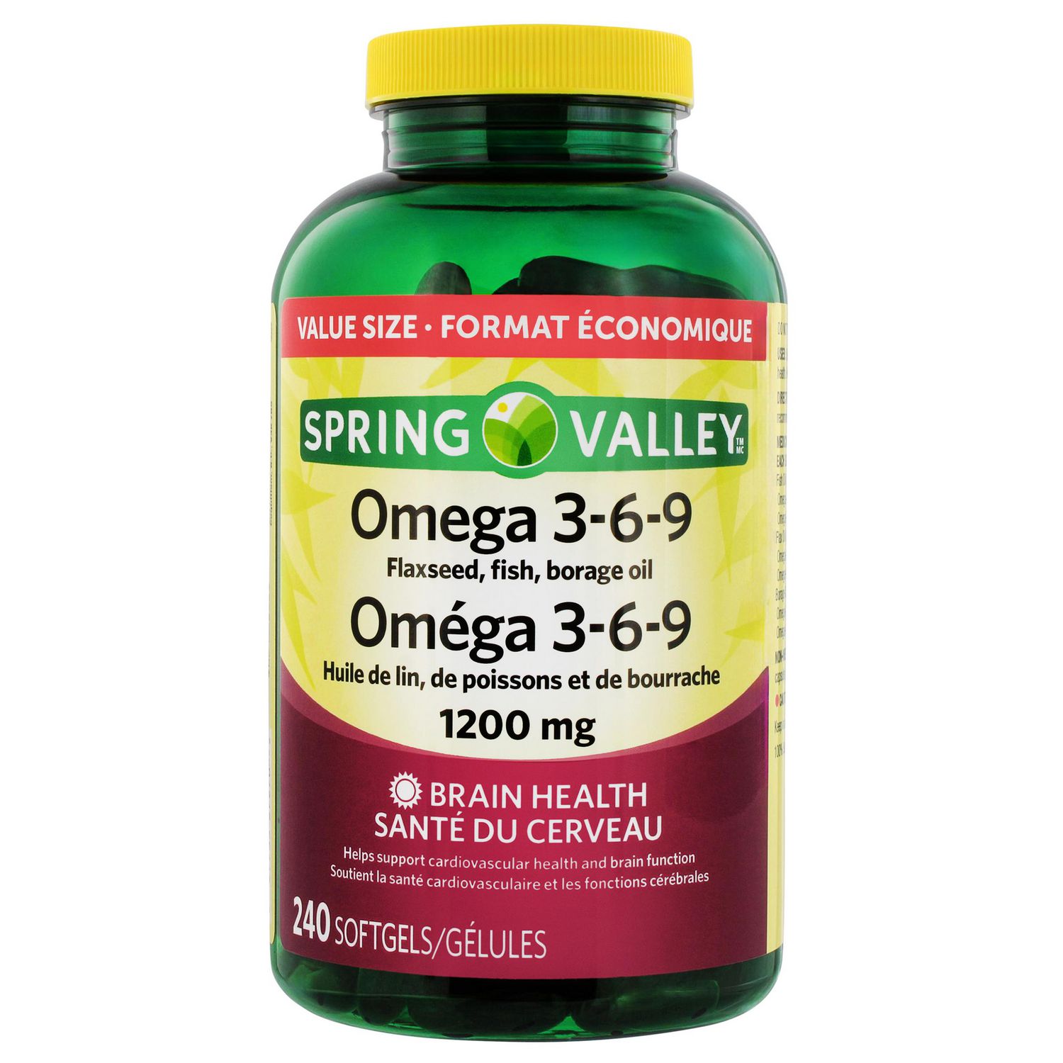 Spring Valley Oméga 3-6-9 1200mg FORMAT ÉCONOMIQUE