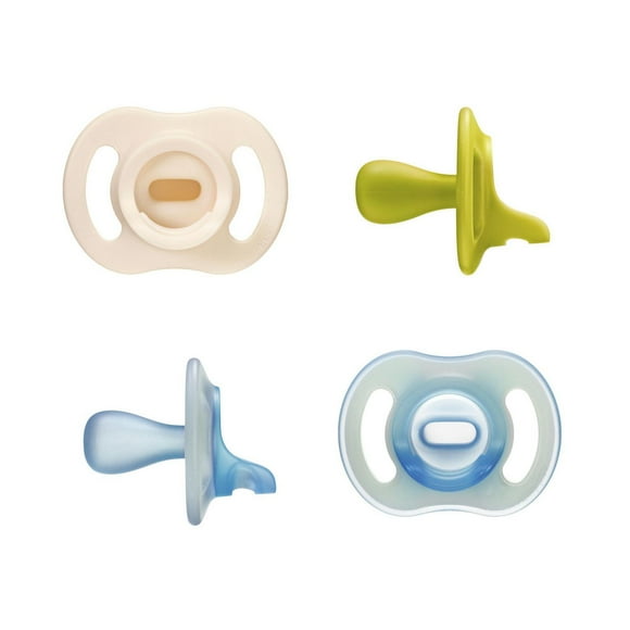 Tommee Tippee Ultra-light StayPut Day and Night Glow Pacifiers, 6-18m, 4 Count, One-Piece Silicone Design, Soft Skin Feel