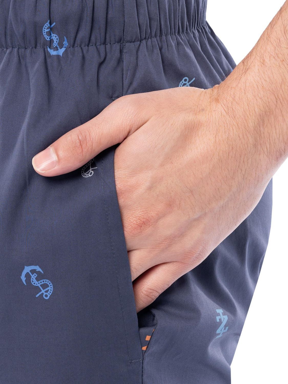 IZOD Men's Printed Cotton Sleep Shorts, Blue Anchors Away