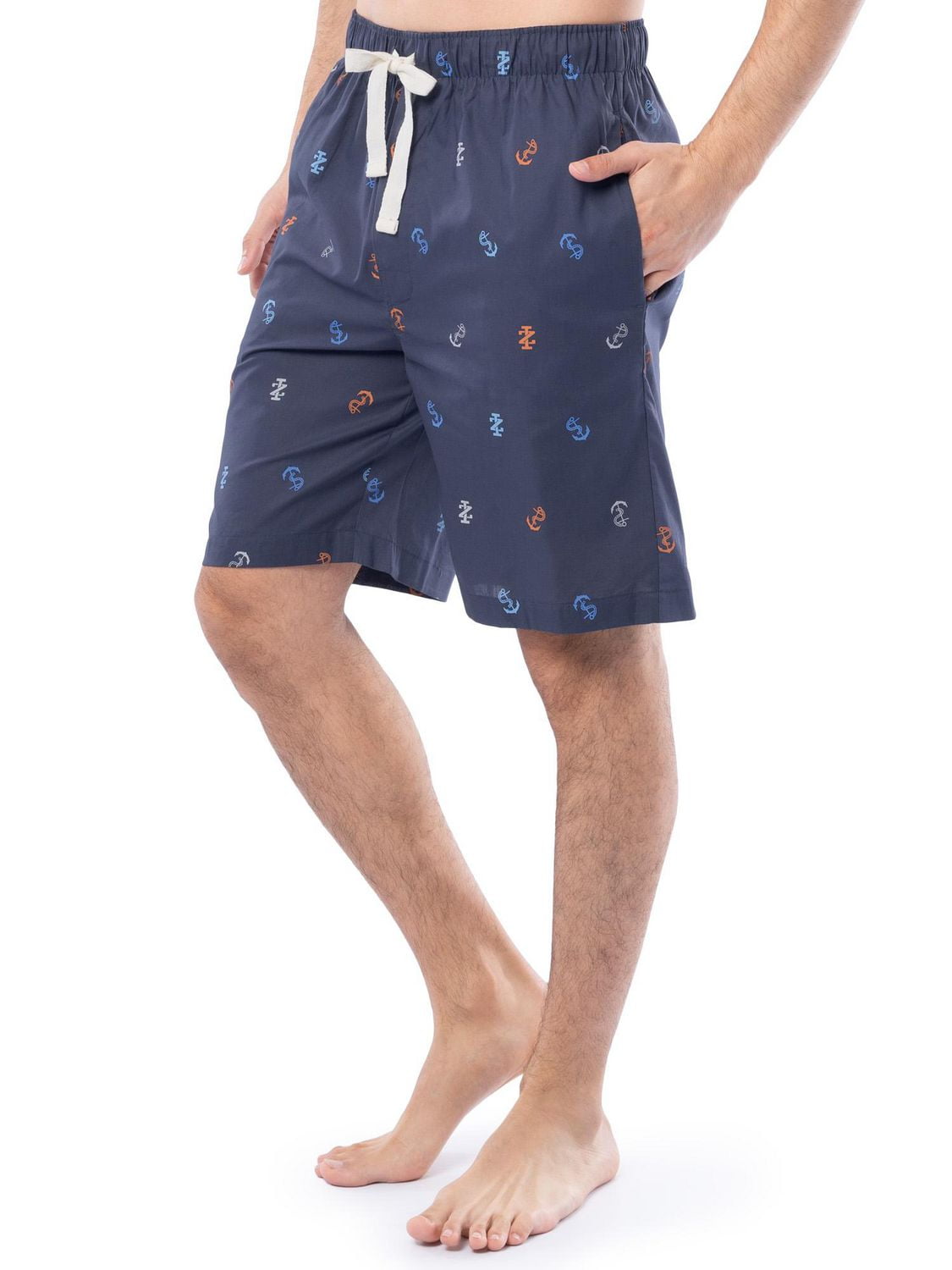 IZOD Men's Printed Cotton Sleep Shorts, Blue Anchors Away