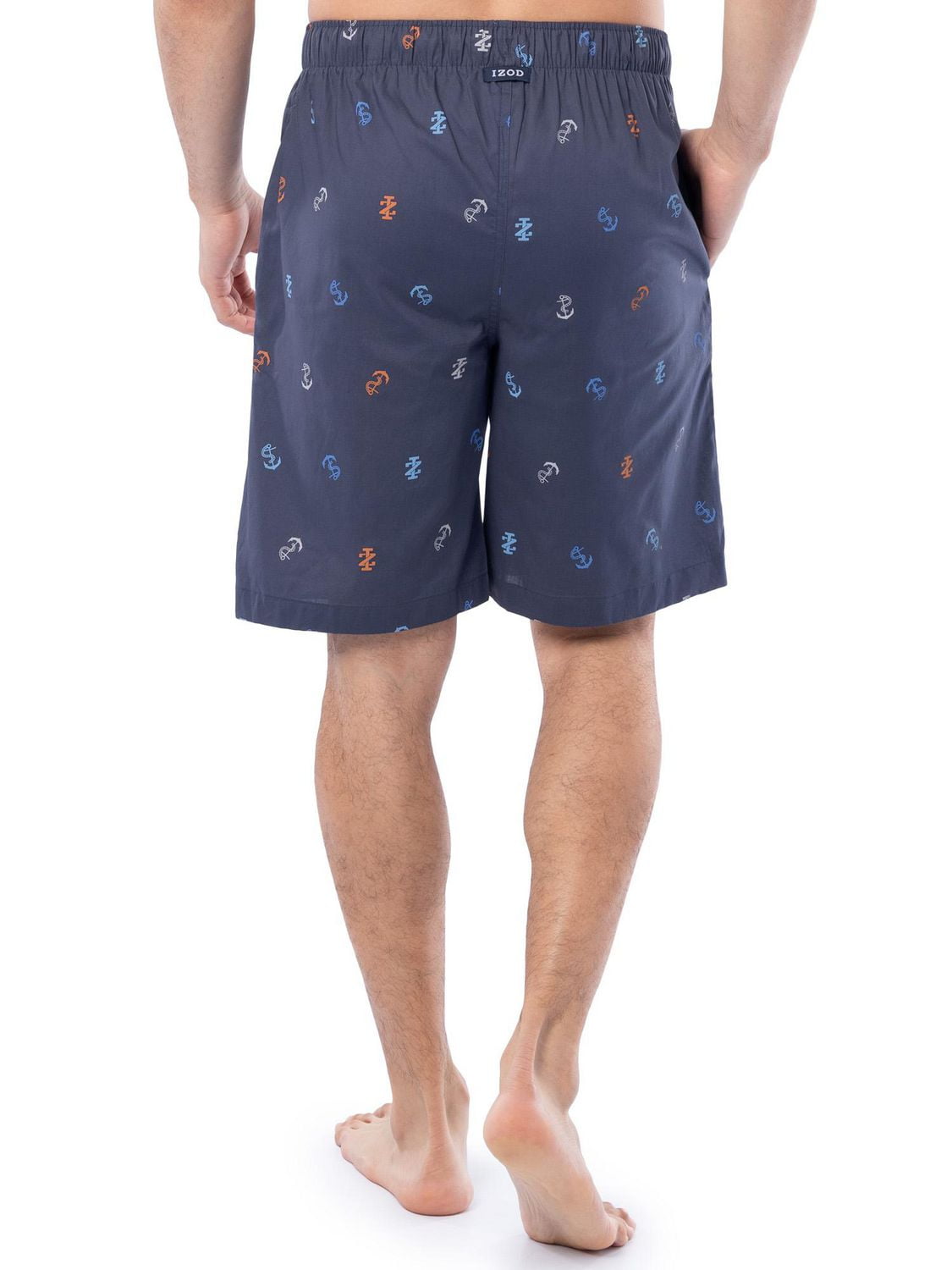 IZOD Men's Printed Cotton Sleep Shorts, Blue Anchors Away