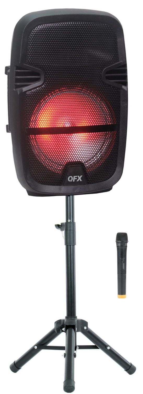 QFX 8 PORTABLE PARTY SPEAKER WIRELESS MICROPHONE STAND