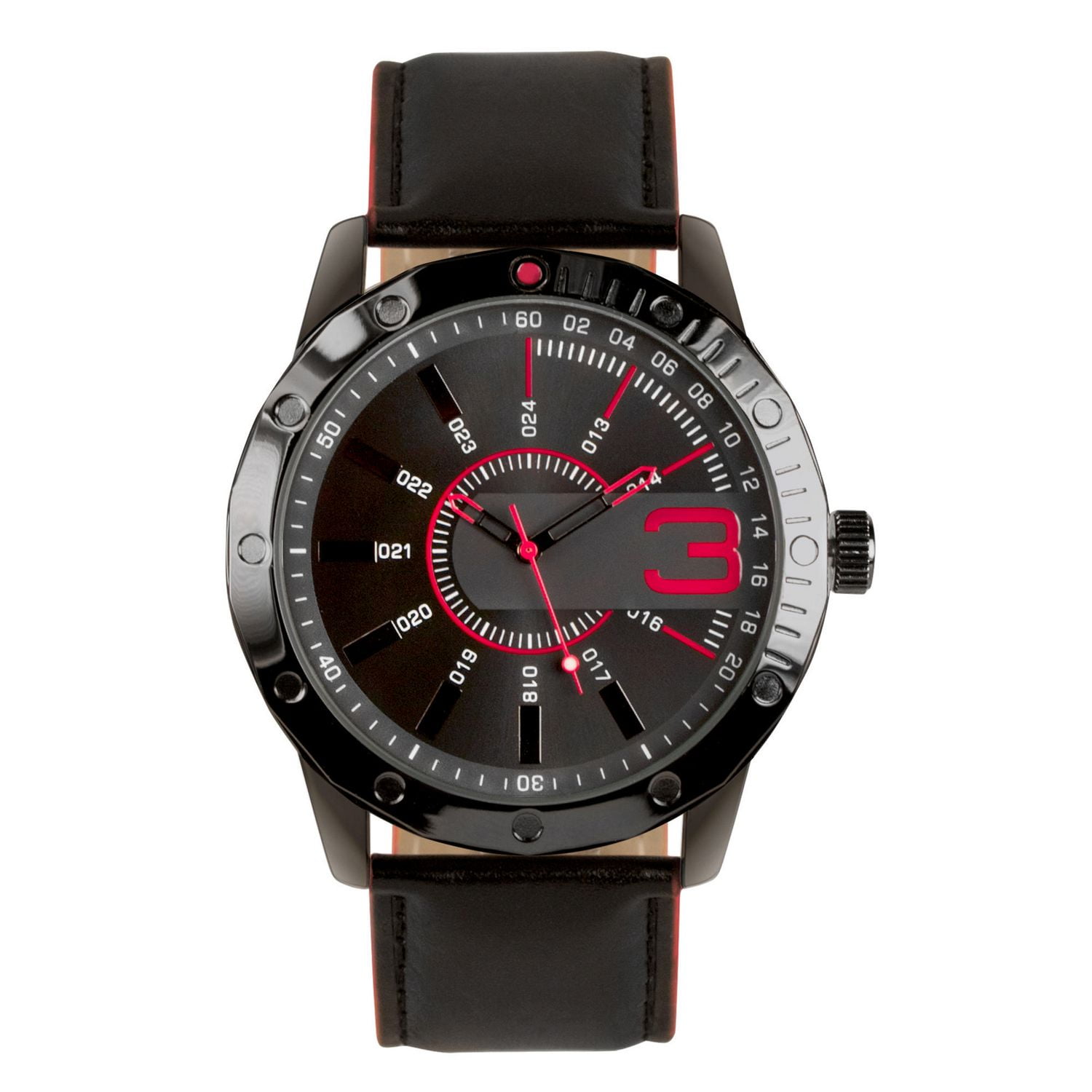 Trend Watches Men's Analog Watch with Red Accent on Dial and Black