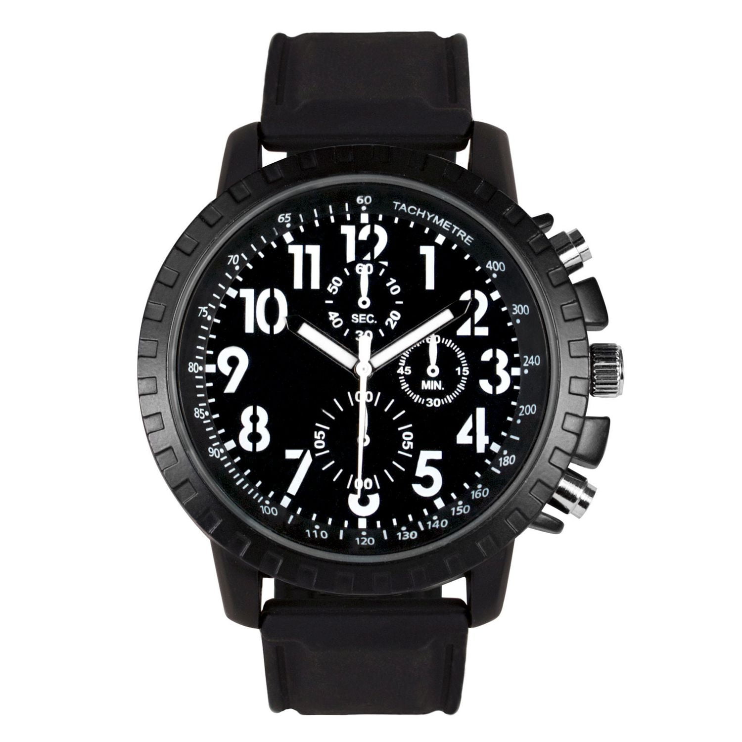 Trend Watches Men's Blackout Watch with White Accent on Dial And Black
