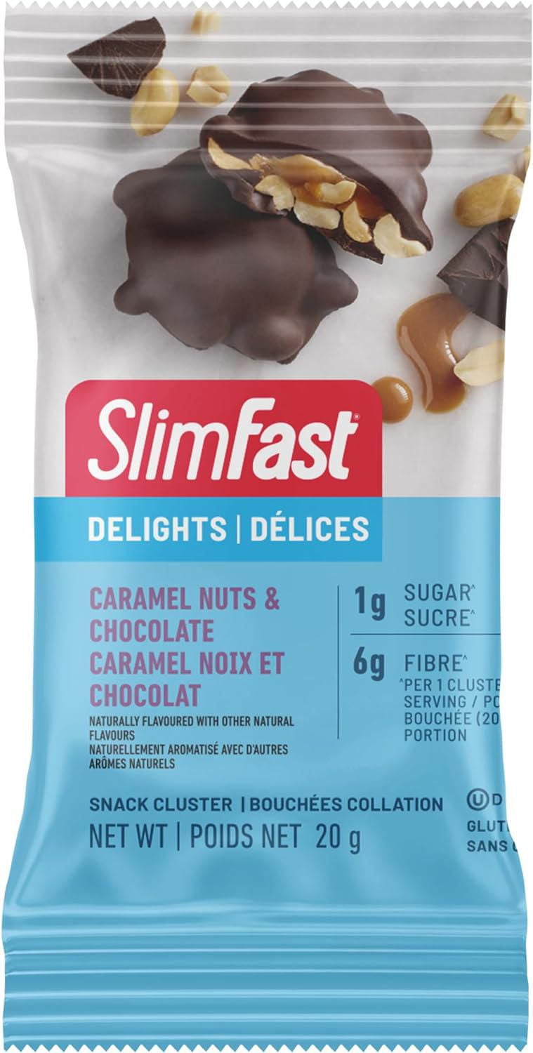 Slimfast Keto Bomb Snacks, 14x20g chocolat Caramel Nut Clusters par boîte, 280 grammes