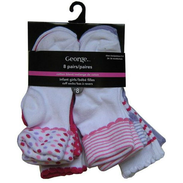 Chaussettes à revers en mélange de coton George pour bébé fille en 8 paires