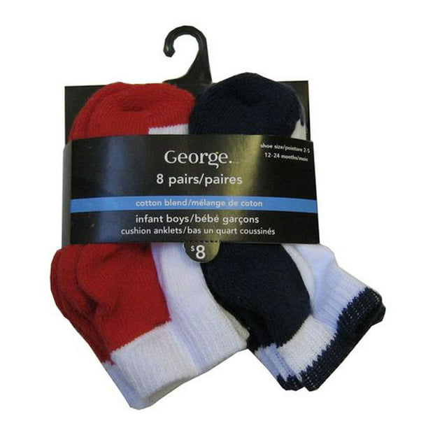 Socquettes coussinées en mélange de coton George pour bébé garçon en 8 paires