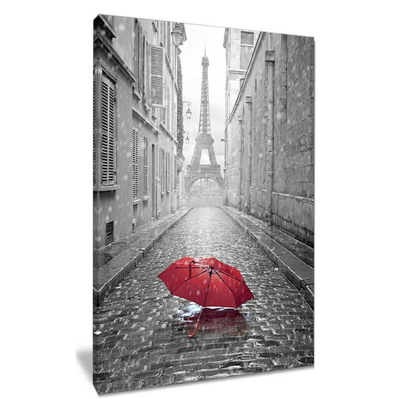 Design Art Eiffel View from Paris Street Cityscape Photo Canvas Art Print