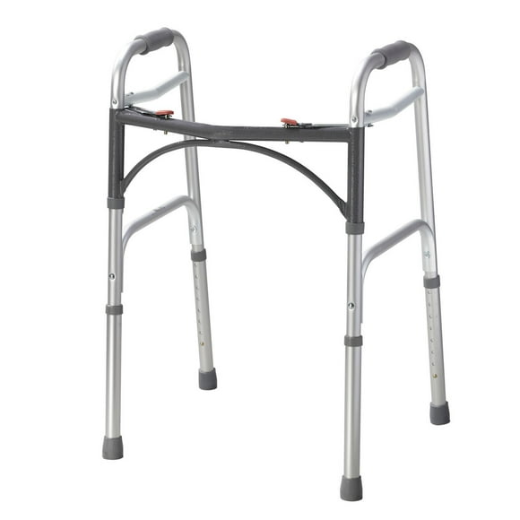 Drive Medical Silver Deluxe Two Button Folding Walker