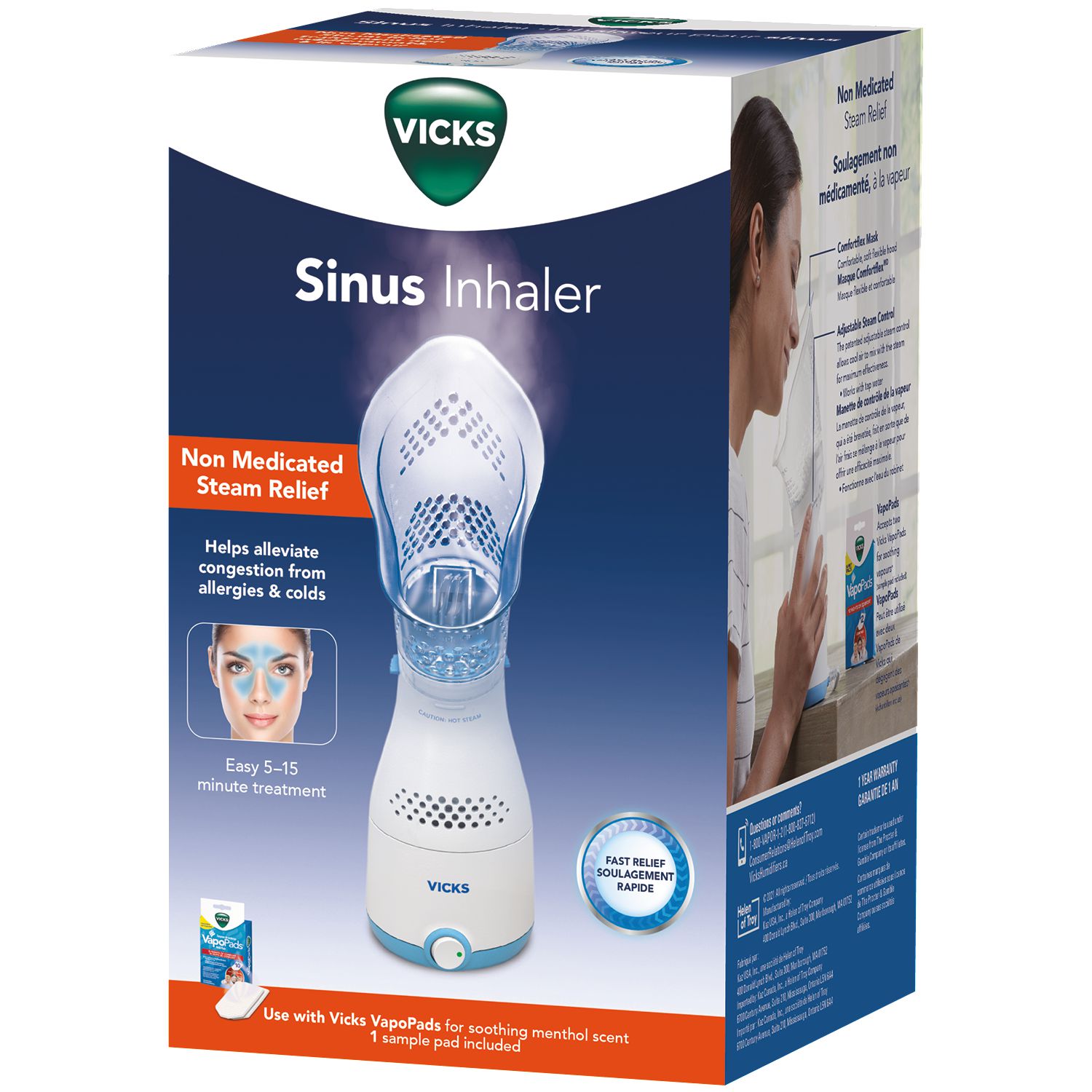 Inhalateur pour sinus Vicks VIH200C Traitement facile 5 à 15 mins