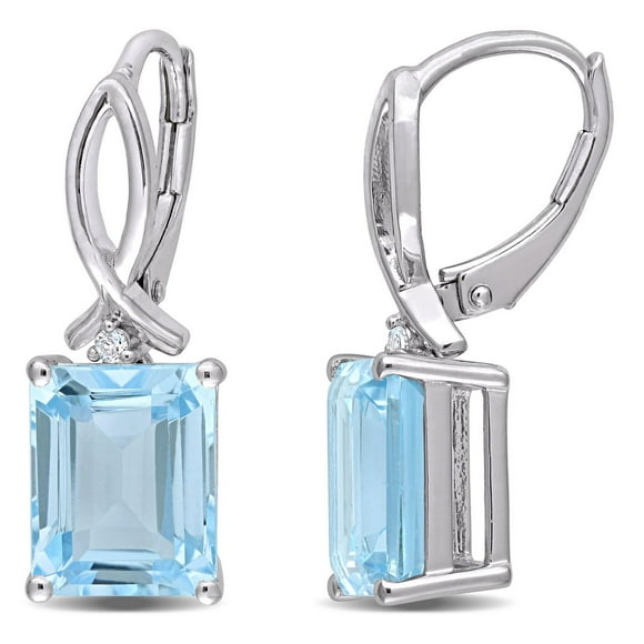 Boucles d’oreilles pendantes Miabella avec 8-1/4 CT PBT de topaze bleue et blanche en argent sterling