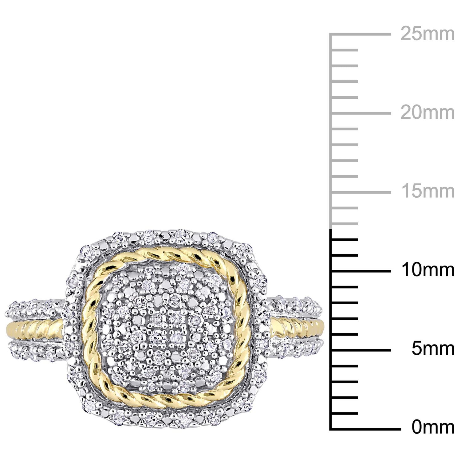 Bague en forme de grappe à auréole Miabella avec 1/3 ct poids total de diamants en argent sterling à deux tons
