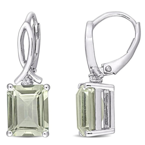 Boucles d’oreilles pendantes Miabella avec 6-1/2 CT PBT de quartz vert et topaze blanche en argent sterling