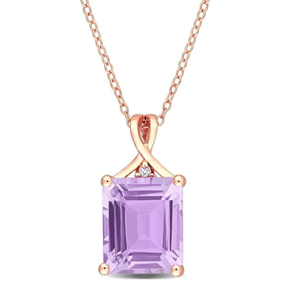 Miabella 5-7/8 Carat T.G.W. Pink Amethyst and White Topaz Rose-Plated Sterling Silver Drop Pendant with Chain