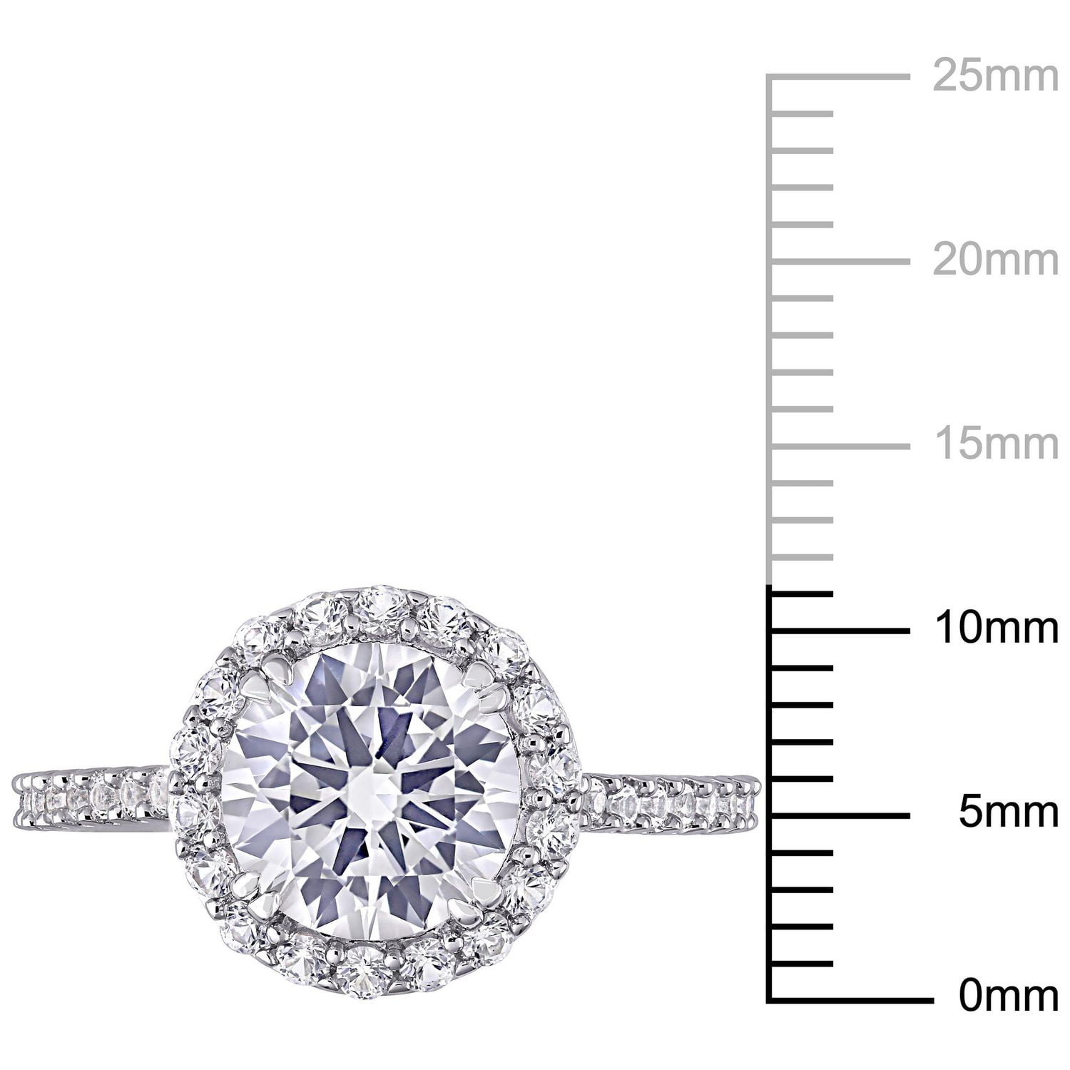 Miabella Carat T.G.W. Created White Sapphire Sterling Silver Halo Engagement Ring