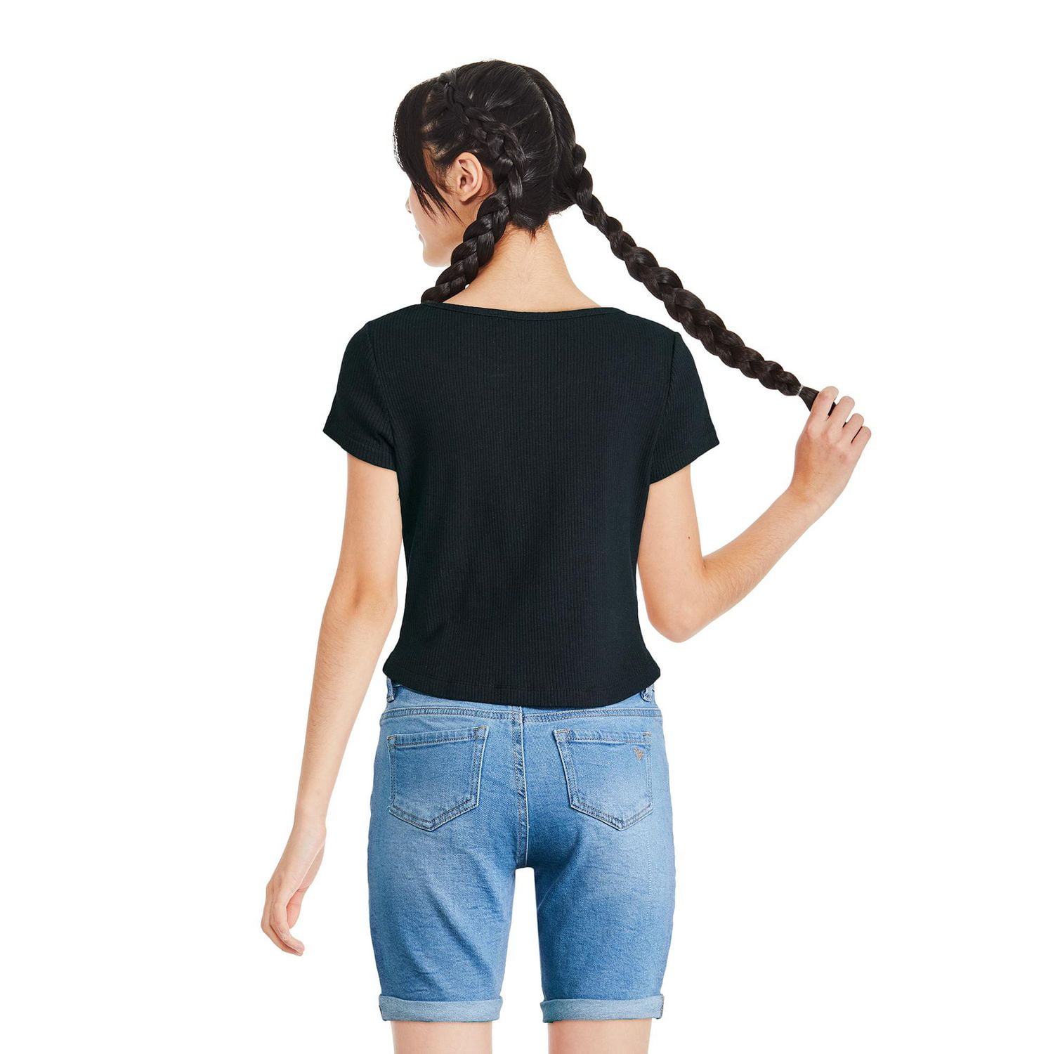 Haut côtelé à encolure carrée Justice pour filles