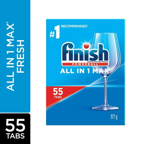 Détergent pour lave-vaisselle Finish, All In 1 Max, frais, 55 comprimés 55 comprimés