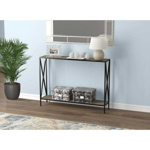 Safdie & Co. Console Table 39.5L Dark Taupe 1 Shelf Black Metal