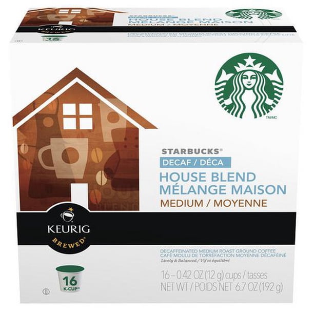 Starbucks Decaf House Blend Medium Roast K-Cup Coffee, Pack of 16 ...