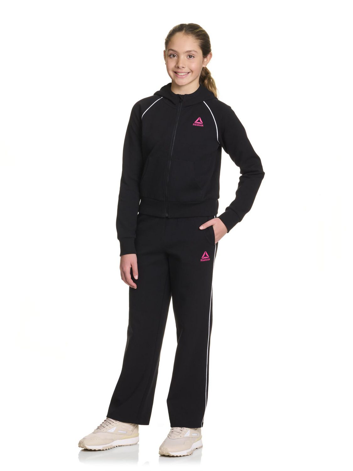 Pantalon large Reebok Starter pour fille avec passepoil et poches