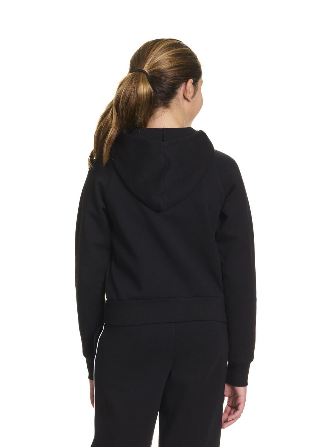 Reebok Girls "Starter" Zip-Up Cropped Hoodie with Piping and Pockets
