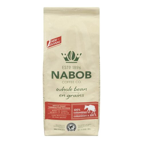 Nabob Café en grains 100 % colombien Nabob Café en grains 100 % colombien Torréfaction moyenne 350 g