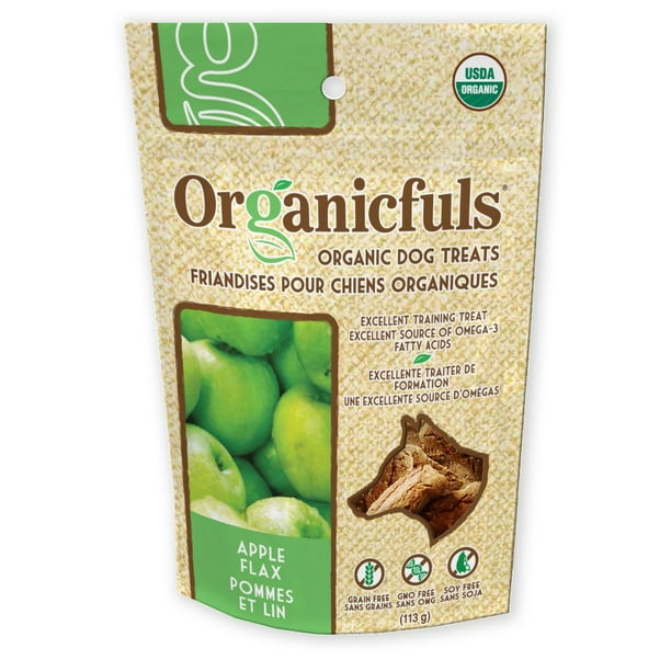 Friandises organiques pour chiens d'Organicfuls - pomme et lin