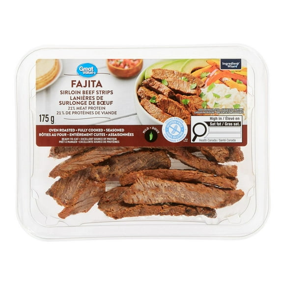 Great Value Fajita Sirloin Beef Strips, 175 g
