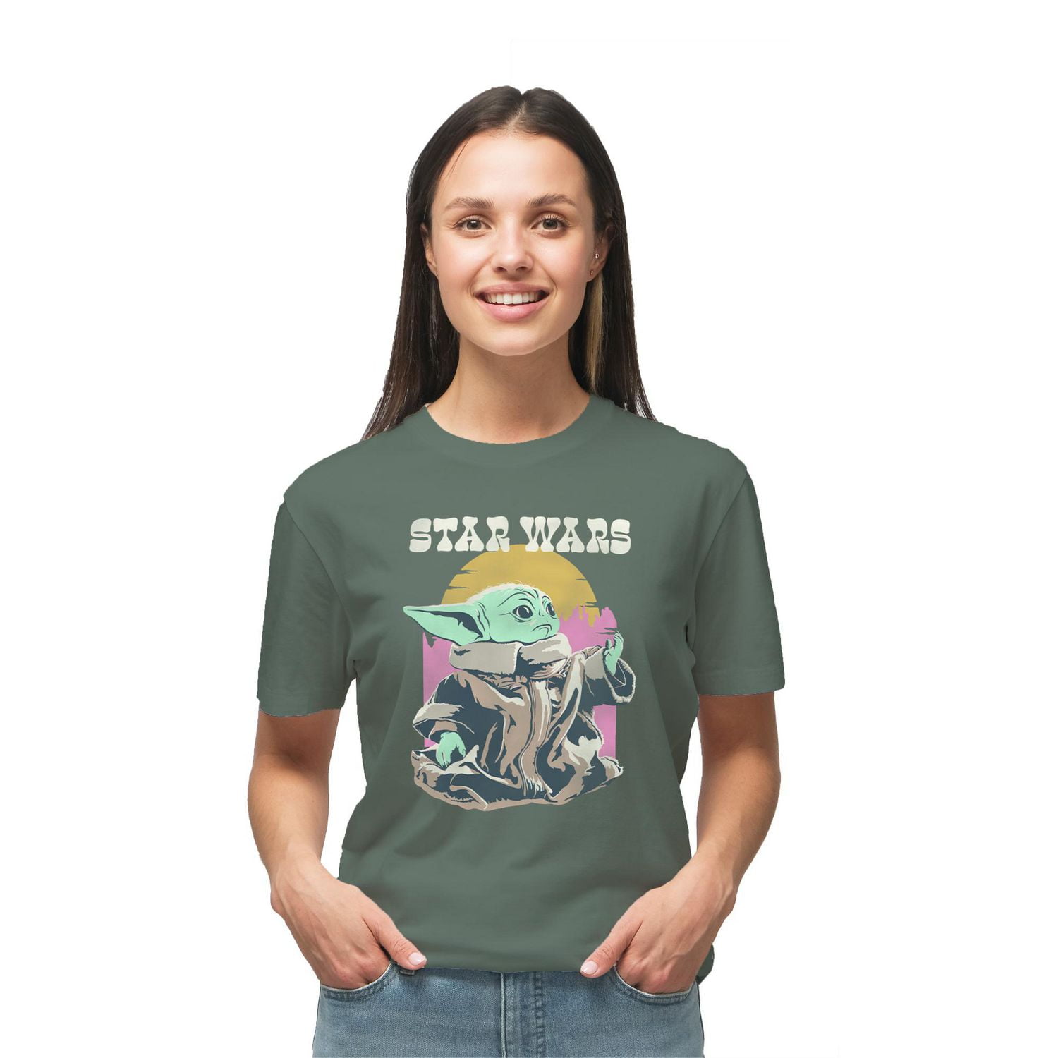 Star Wars The Mandalorian Ladies Grogu Short Sleeve T-Shirt, Sizes: XS-XL