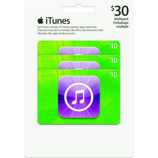 Cartes iTunes emballage groupé 30 $