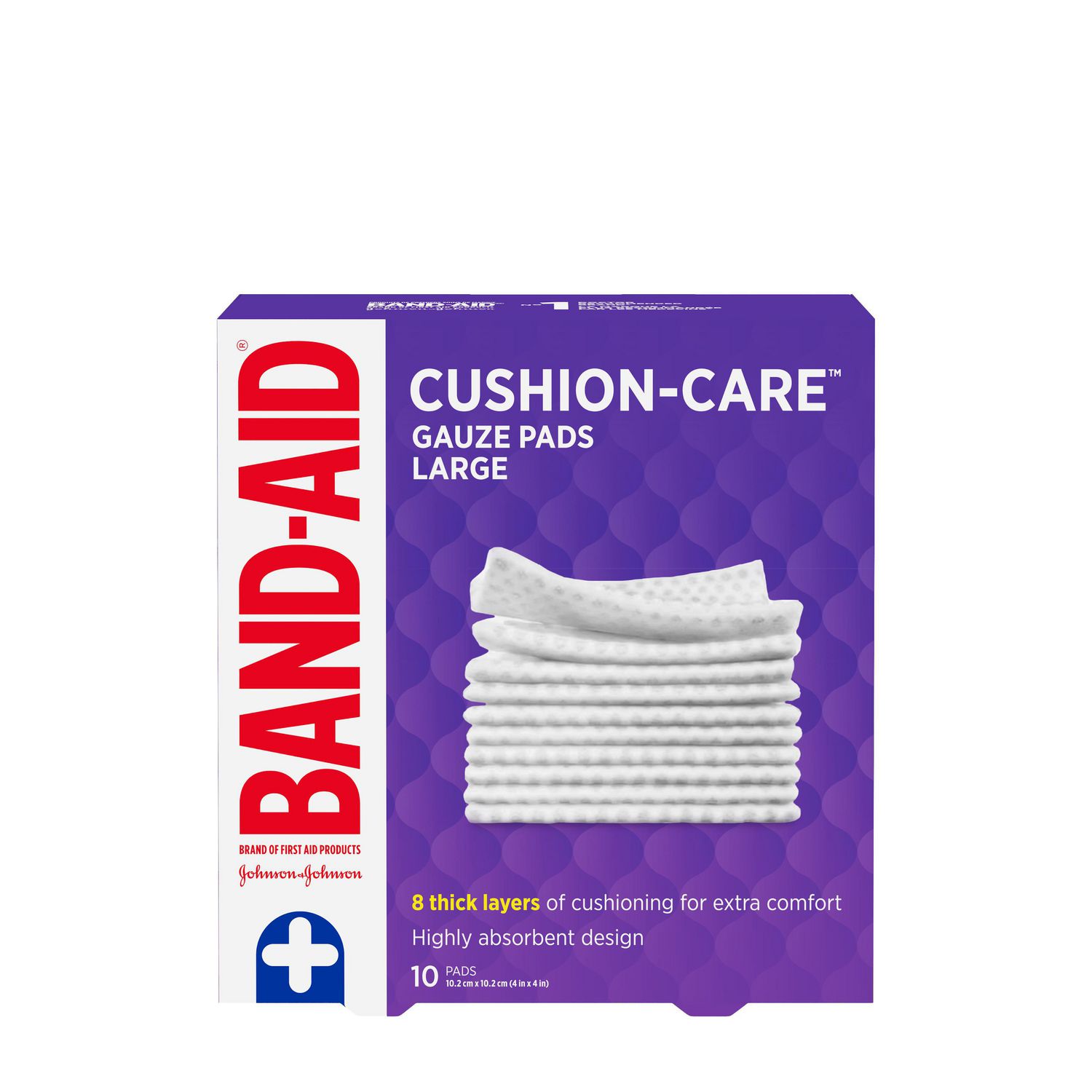 Band-Aid Brand CUSHION-CARE™ Gauze Pads Sterile for Protection of Minor Cut, Scrapes & Burns, Non-Adhesive & Individually-Wrapped Wound Care Dressing Pads, Large Size, 4 inches x 4 inches