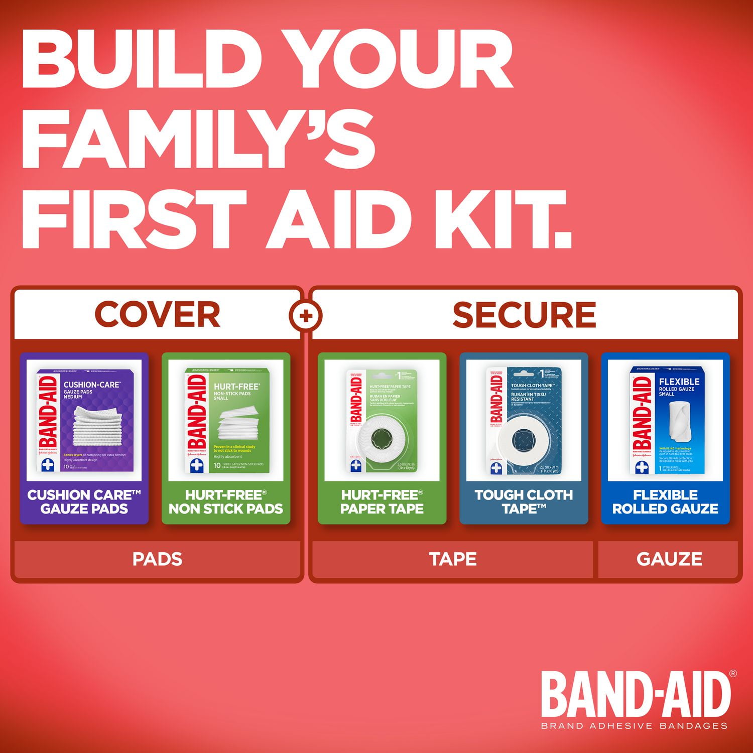 Compresses de gaze stériles Protection coussinée de marque BAND-AID® idéales pour les coupures, égratignures et brûlures mineures; compresses non adhérentes emballées individuellement pour le soin des plaies, petite taille, 5,1 cm x 5,1 cm 25 compresses