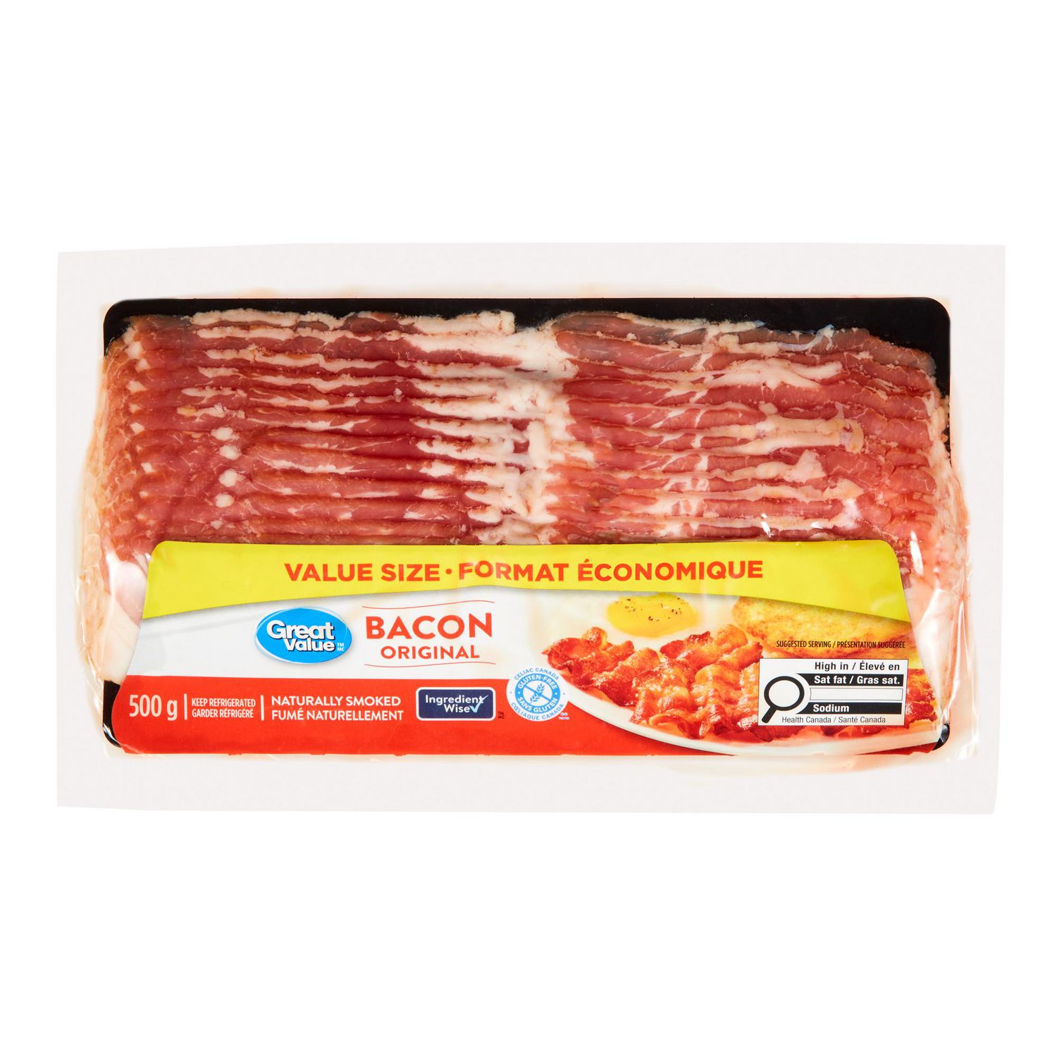 Great Value Original Bacon (Value Size), 500 g