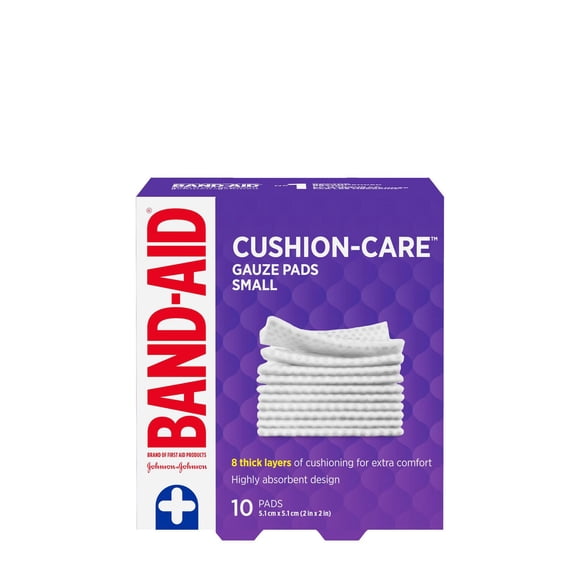 Band-Aid Brand Sterile CUSHION-CARE™ Gauze Pads ideal for Minor Cuts, Scrapes & Burns, Non-Adhesive & Wound Care Dressing Pads, Small Size, 2 inches x 2 inches, 10 count