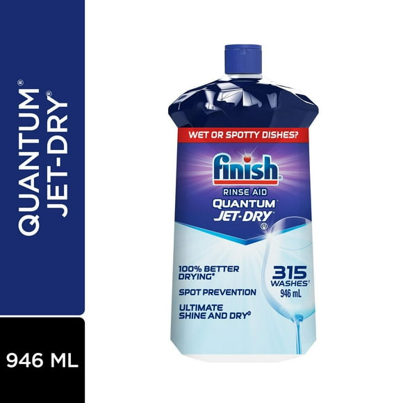 Finish Jet-Dry, Produit de rinçage pour lave-vaisselle, Quantum, 946 ml, Agent de rinçage pour lave-vaisselle et agent de séchage 946 ml