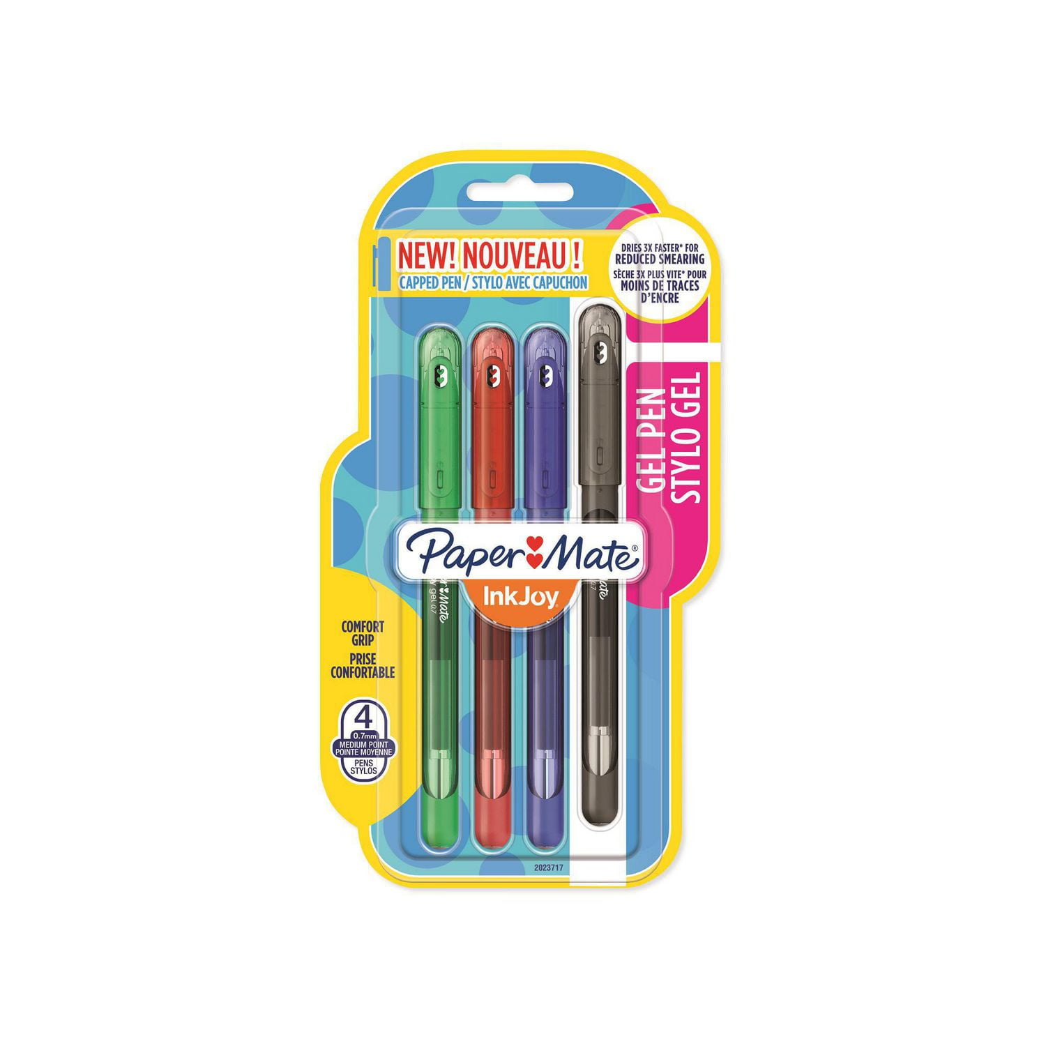Paper Mate Inkjoy Gel Pens, Medium Point 0.7mm, Assorted Colors, 4Pk